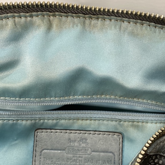 COACH (# 15935) “Madison” Grey Logo Fabric & Leather Satchel - Picture 10 of 12